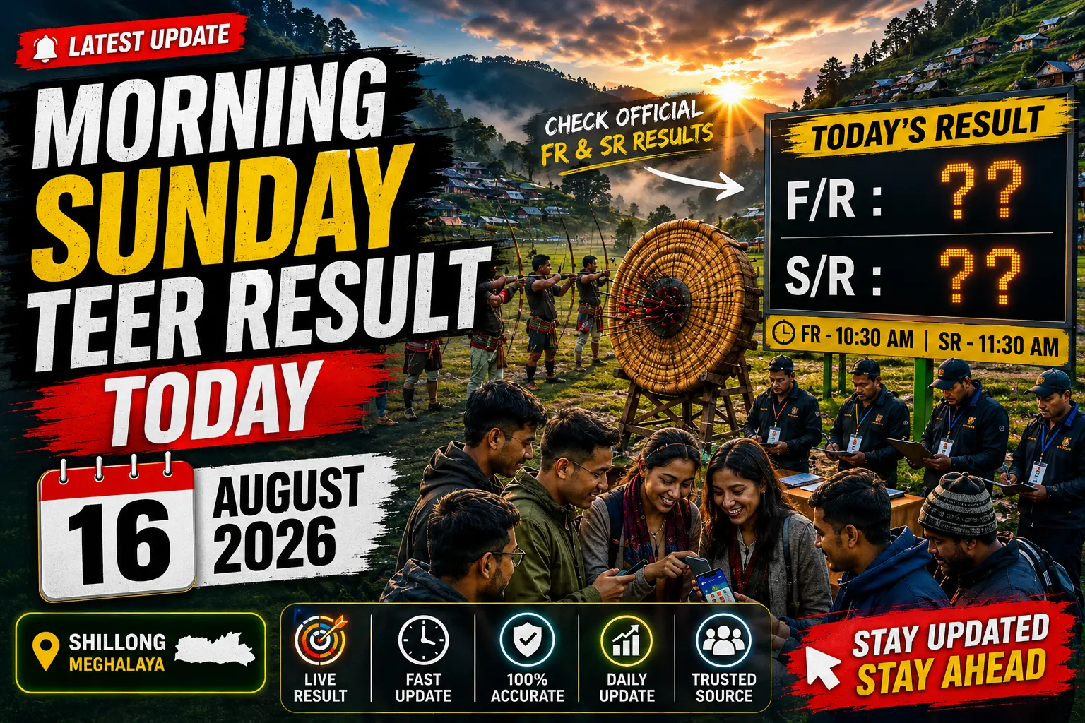 Morning Sunday Teer Result Today 16 August 2026 | Check Official FR & SR Results Today